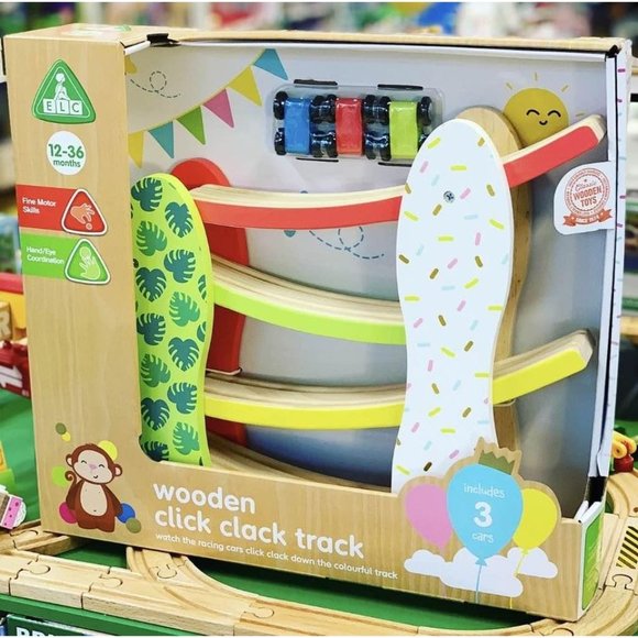 Wooden click clack toys for kids toddlers with cars educational learning toy - Picture 1 of 6